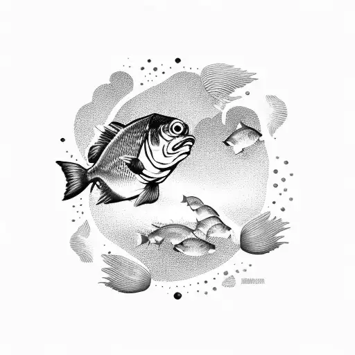 a scoop of 5 large fish swimming tattoo design idea
