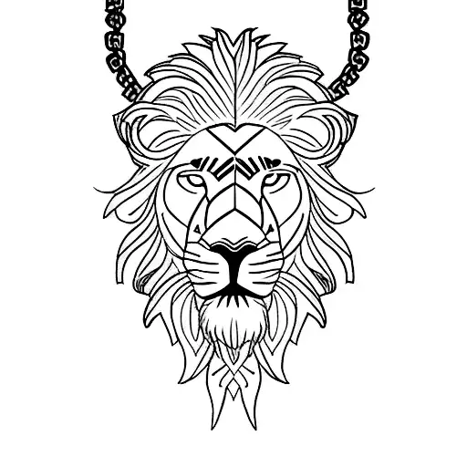 Lion with cross necklace tattoo design idea