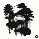 Incorporate the iconic BMW logo into a forest-themed sleeve tattoo, with Sagittarius constellation subtly integrated in the background tattoo design idea