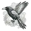 Raven and filigree  tattoo design idea