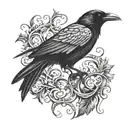 Raven and filigree  tattoo design idea