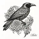 Raven and filigree  tattoo design idea