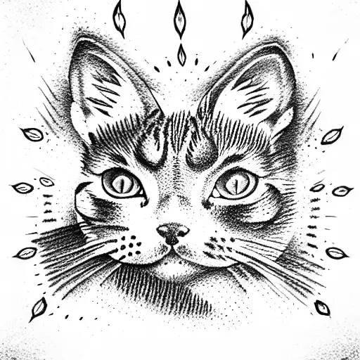 Cat with a chili pepper tattoo design idea