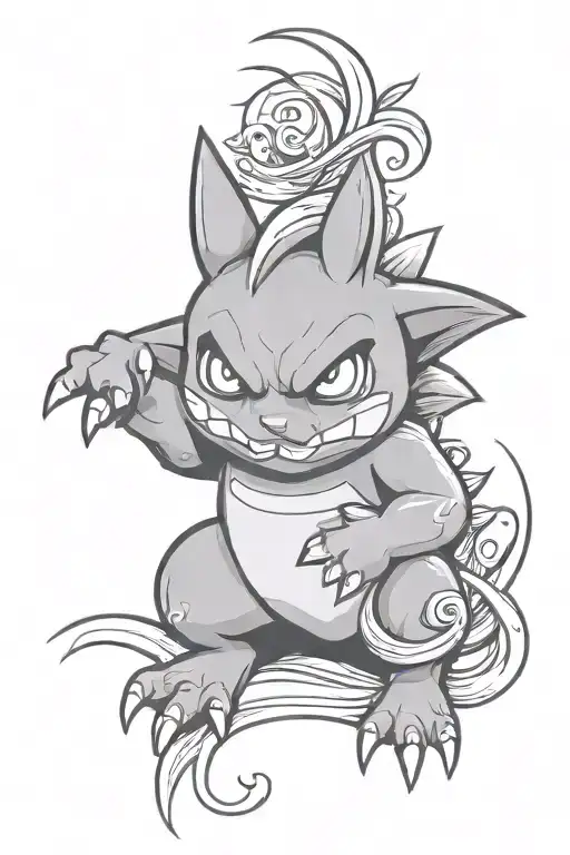 ghastly pokemon in traditional panther style tattoo tattoo design idea