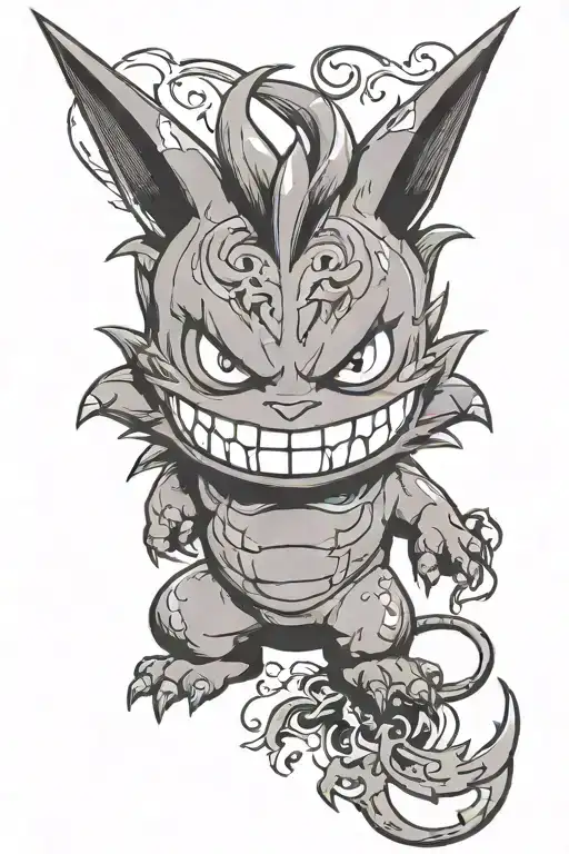 pokemon gengar in traditional panther style tattoo tattoo design idea