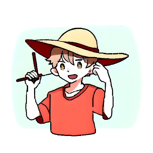 Norwegian boy with a red shirt and a beige straw hat tattoo design idea