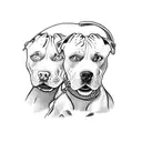 two angry pitbulls on a leash tattoo design idea