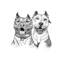 two angry pitbulls on a leash tattoo design idea