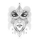gemini faces linework tattoo design idea