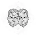 gemini faces linework tattoo design idea