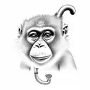 A smoking monkey playing a saxophone on a beach tattoo design idea