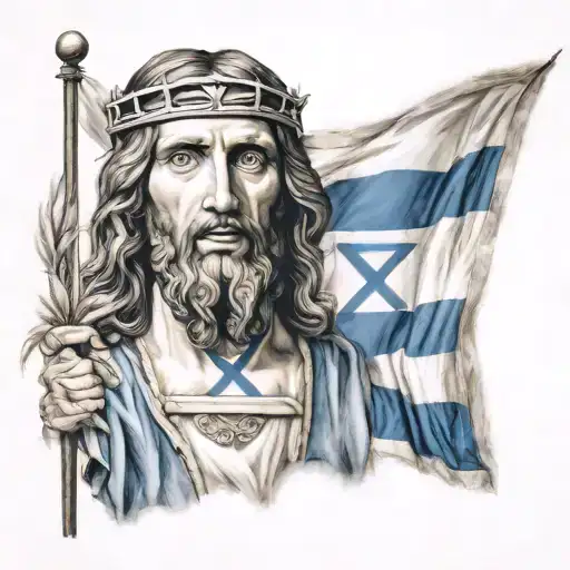 face of christ flag of israel tattoo design idea