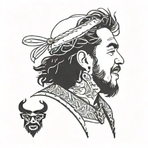 A minimalist silhouette of Post Malone's iconic face tattoos, with each design represented in a different style within the same tattoo tattoo design idea