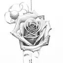 Rose with broken chains tattoo design idea