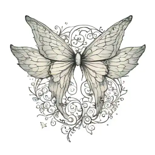 grunge fairy wings tattoo design idea