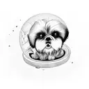 ufo beaming over my sleeping shih-tzu tattoo design idea