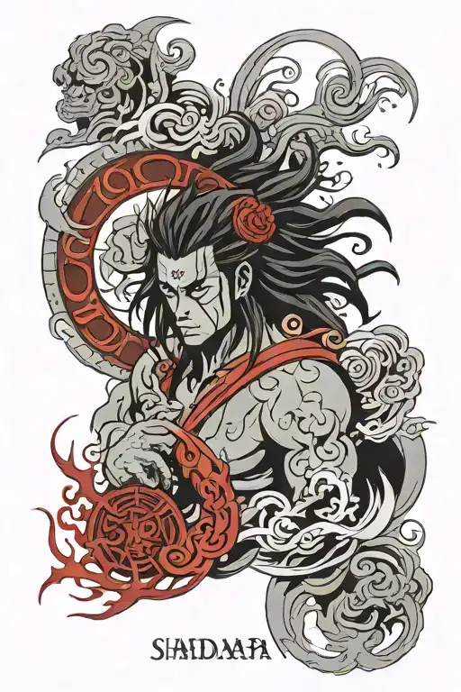 Madara Uchiha Sharingan Susanoo tattoo design idea