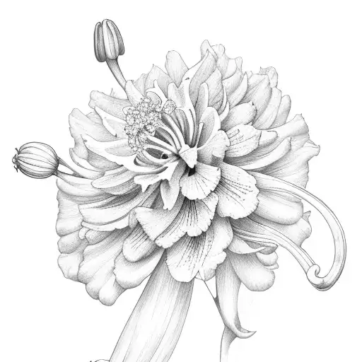 carnation, Lily of the valley, larkspur, water Lily, chrysanthemum, narcissus, holly tattoo design idea