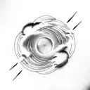 cloud wind pattern around circle  tattoo design idea