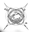 cloud wind pattern around circle  tattoo design idea