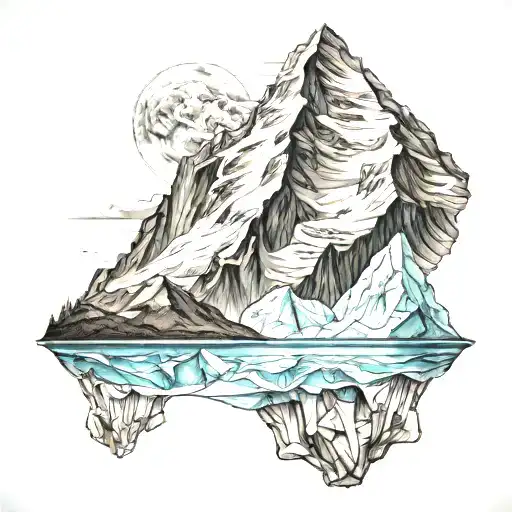 mountain and iceberg full view tattoo design idea