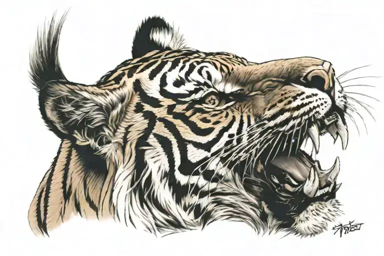japanese tiger head tattoo design idea