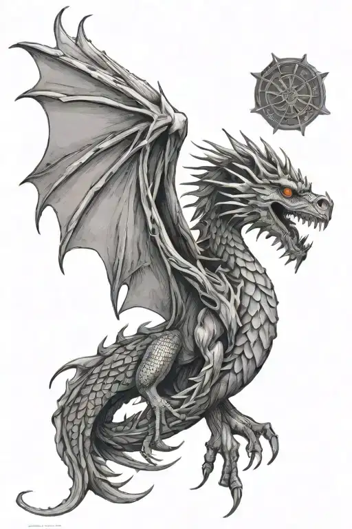 game of thrones book dragon wrapped tattoo design idea