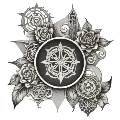 tranquility symbols incorporated into one tattoo design idea