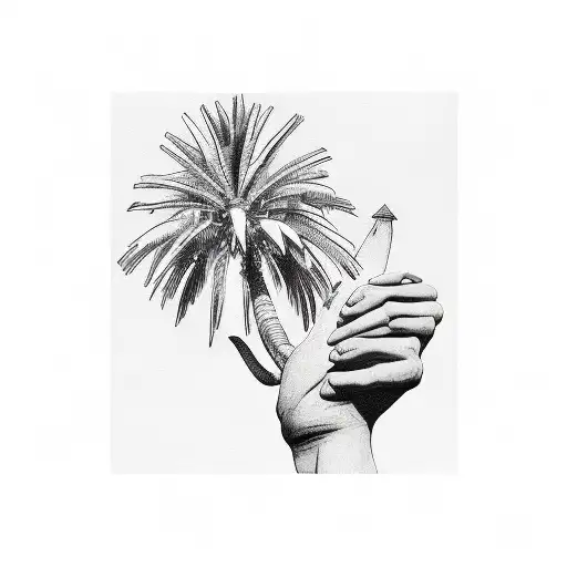 roman numeral palm tree tattoo design idea