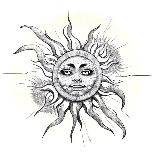 palm tree sun tattoo design idea