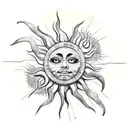 palm tree sun tattoo design idea