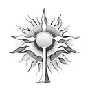 palm tree sun tattoo design idea