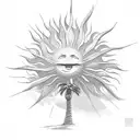 palm tree sun tattoo design idea