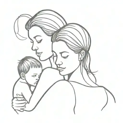 mother of two children tattoo design idea
