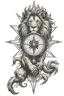 Compass and Lion head tattoo design idea