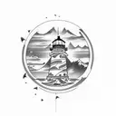 Lighthouse and Orca tattoo design idea