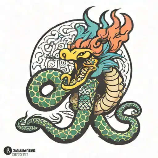 rooster rattlesnake tattoo design idea