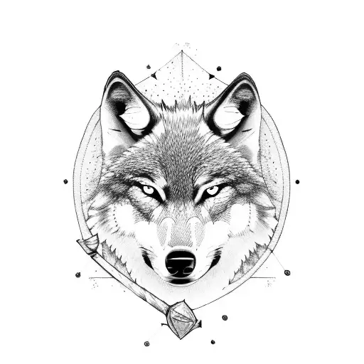 A wolf with an axe tattoo design idea
