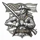Revolutionary War soldier holding a tomahawk tattoo design idea
