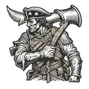 Revolutionary War soldier holding a tomahawk tattoo design idea