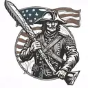 Revolutionary War soldier holding a tomahawk tattoo design idea