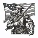Revolutionary War soldier holding a tomahawk tattoo design idea