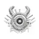 Car engine transformed into a 3D creation tattoo design idea