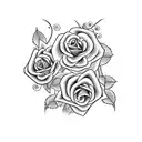 2 katanas in a cross formation with a rose vine tattoo design idea