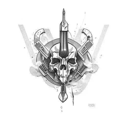Army, Killer, Death, two glocks tattoo design idea