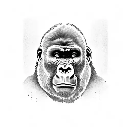 A majestic gorilla overlooking the cityscape of Montreal, Canada tattoo design idea