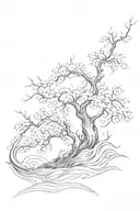 surreal tree branches that look like waves  tattoo design idea