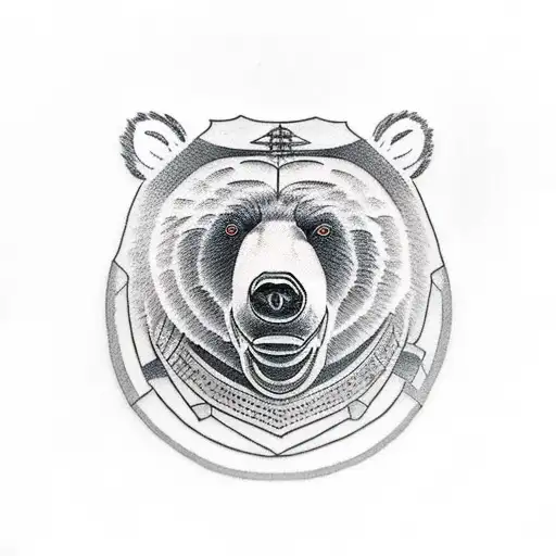 Bear standing on hind legs with scars on his face and body tattoo design idea