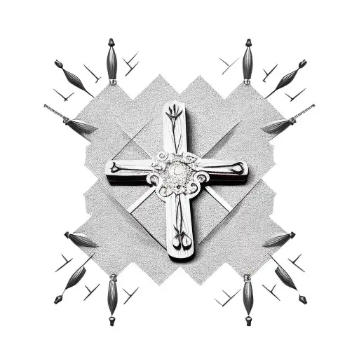 Wooden Cross with nails tattoo design idea