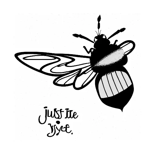 bumblebee flying with the words "just breathe" trailing behibd tattoo design idea